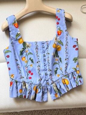 Agua By Agua Bendita Eslabón printed cotton bustier top